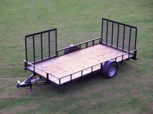 Single axle utility trailer in Wisconsin with side ramp